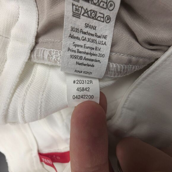 NEW Spanx Stretch Twill Cropped Pant White 70s Boho Wide Leg Shaping Trouser - Picture 8 of 8